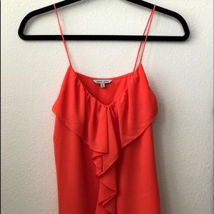Naked Zebra orange ruffle spaghetti strap top